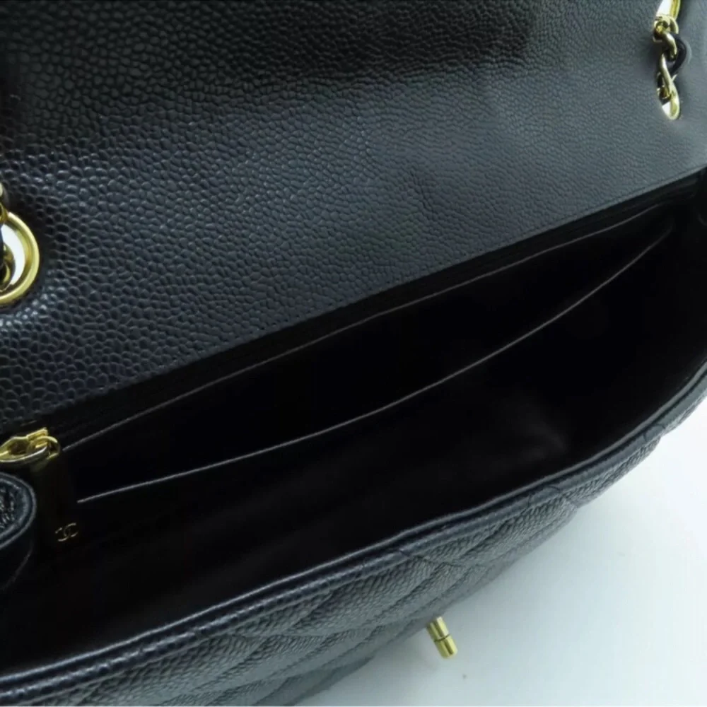 πβ¨ BEAUTIFUL β¨π XL CHANEL CAVIAR SINGLE FLAP GOLD HARDWARE JUMBO - Picture 9 of 16